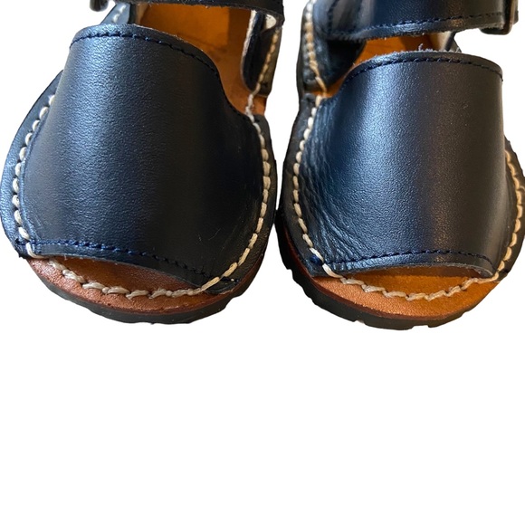 S’AVAM AVARCA Pons Sandals Leather Navy Blue Mary Jane Buckle Flats Handmade - Picture 6 of 10